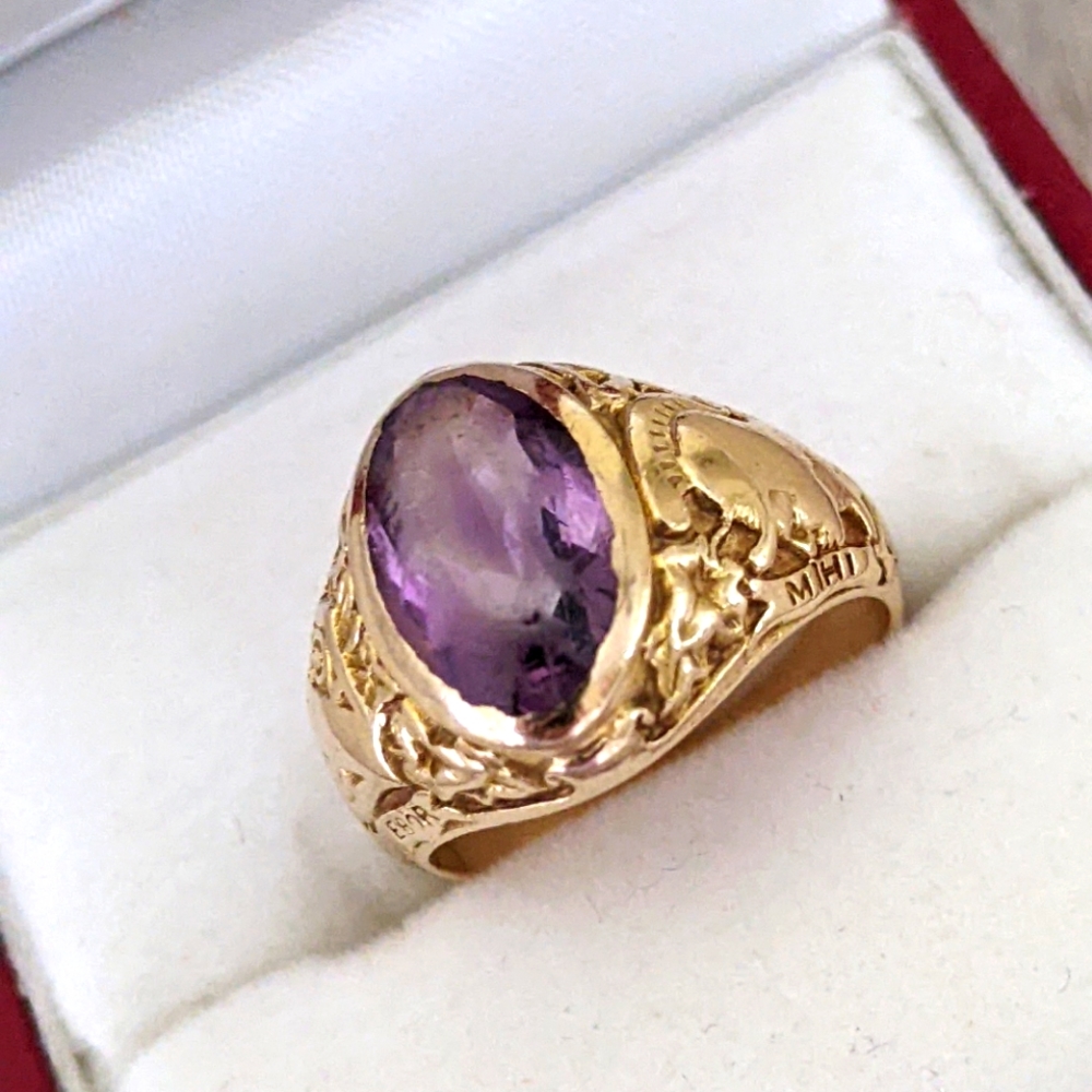 14K 💛 GOLD AMETHYST SIGNET LADIES RING
